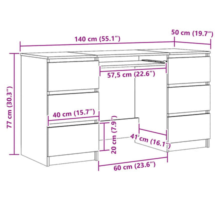 Skrivbord artisan ek 140x50x77 cm konstruerat trä