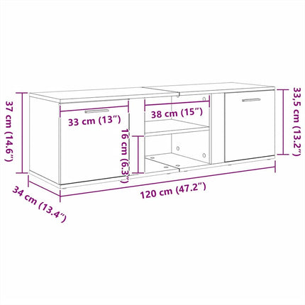 TV-bänk åldrat trä 120x34x37 cm konstruerat trä