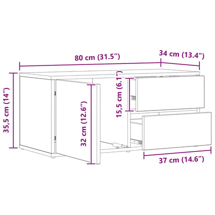 Tv-bänk artisan ek 80x34x35,5 cm konstruerat trä
