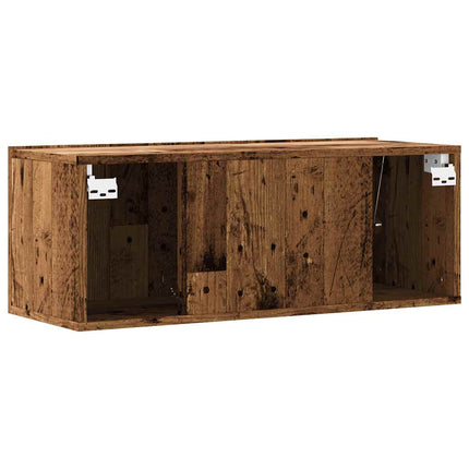 Väggmonterad tv-bänk åldrat trä 80x30x30 cm konstruerat trä