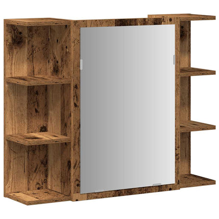 Spegelskåp för badrum åldrat trä 80x20,5x64 cm konstruerat trä
