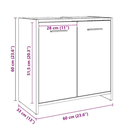 Tvättställsskåp artisan ek 60x33x60 cm konstruerat trä