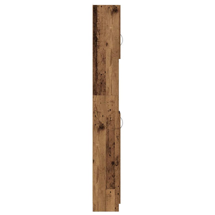 Badrumsskåp åldrat trä 32x25,5x190 cm konstruerat trä