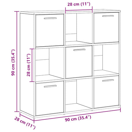 Bokhylla artisan ek 90x28x90 cm konstruerat trä