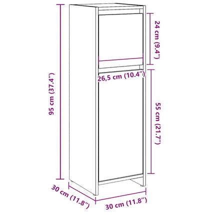 Badrumsskåp betonggrå 30x30x95 cm konstruerat trä