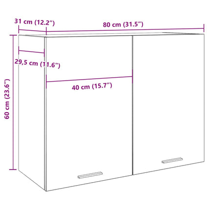 Väggskåp “Lyon” artisan ek 80x31x60 cm konstruerat trä