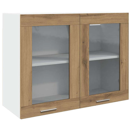 Väggskåp glas “Lyon” artisian ek 80x31x60 cm konstruerat trä