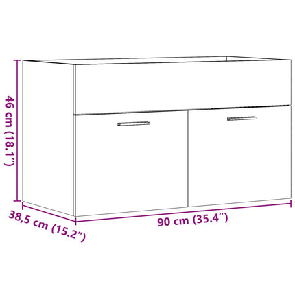 Tvättställsskåp sonoma-ek 90x38,5x46 cm konstruerat trä