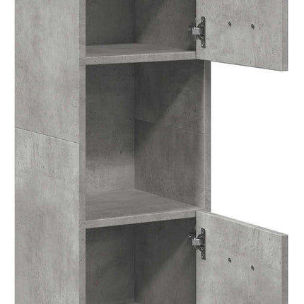 Badrumsskåp betonggrå 30x30x130 cm konstruerat trä
