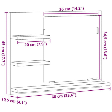 Spegelskåp för badrum artisan ek 60x10,5x45 cm
