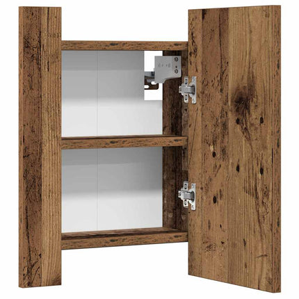 Spegelskåp för badrum LED åldrat trä 40x12x45cm konstruerat trä