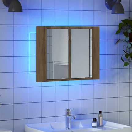 Spegelskåp med LED artisan ek 60x12x45 cm konstruerat trä