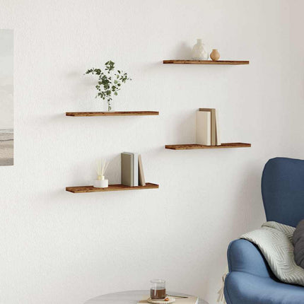 Vägghyllor 4 st åldrat trä 40x20x1,5 cm konstruerat trä