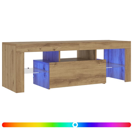 TV-bänk med LED-lampor artisan ek 120x36,5x40cm konstruerat trä