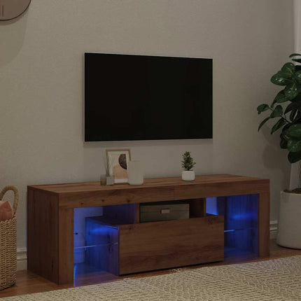 TV-bänk med LED-lampor artisan ek 120x36,5x40cm konstruerat trä