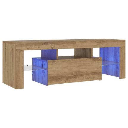 TV-bänk med LED-lampor artisan ek 120x36,5x40cm konstruerat trä