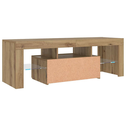 TV-bänk med LED-lampor artisan ek 120x36,5x40cm konstruerat trä