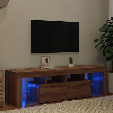 TV-bänk med LED-lampor artisan ek 140x36,5x40cm konstruerat trä