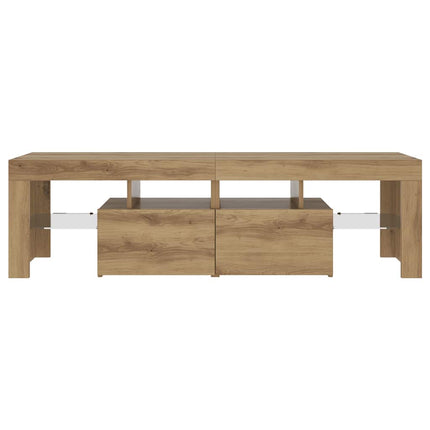 TV-bänk med LED-lampor artisan ek 140x36,5x40cm konstruerat trä