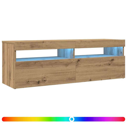 TV-bänk med LED-lampor artisan ek 120x35x40 cm konstruerat trä