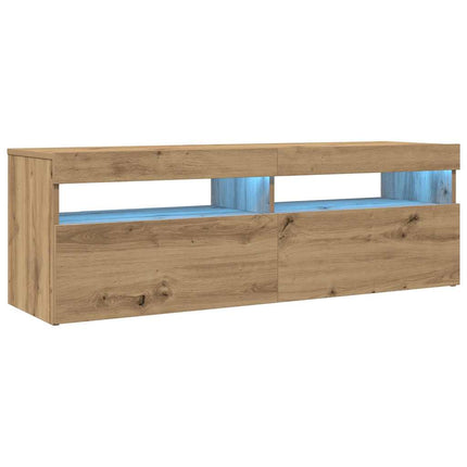 TV-bänk med LED-lampor artisan ek 120x35x40 cm konstruerat trä