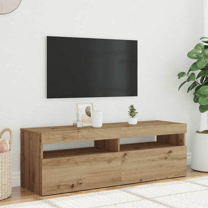 TV-bänk med LED-lampor artisan ek 120x35x40 cm konstruerat trä