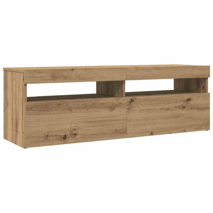 TV-bänk med LED-lampor artisan ek 120x35x40 cm konstruerat trä