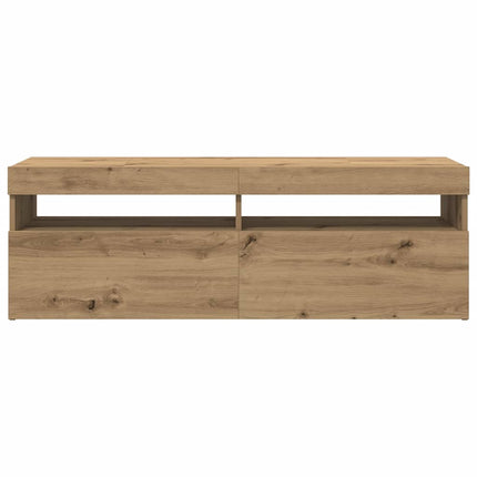 TV-bänk med LED-lampor artisan ek 120x35x40 cm konstruerat trä