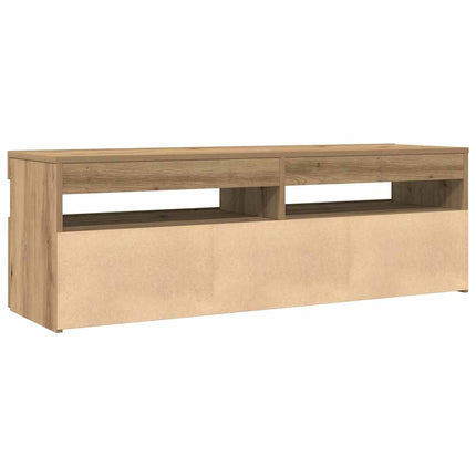 TV-bänk med LED-lampor artisan ek 120x35x40 cm konstruerat trä
