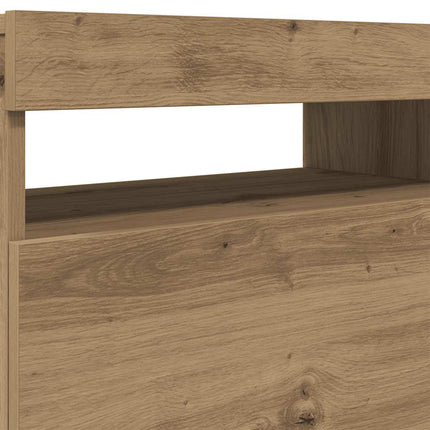 TV-bänk med LED-lampor artisan ek 120x35x40 cm konstruerat trä