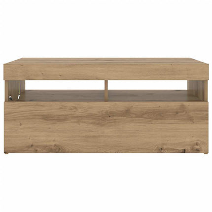 TV-bänk med LED-lampor artisan ek 90x35x40 cm konstruerat trä
