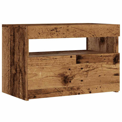 TV-bänk med LED-lampor åldrat trä 60x35x40 cm konstruerat trä