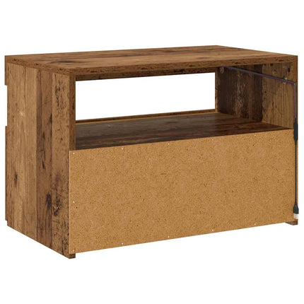 TV-bänk med LED-lampor åldrat trä 60x35x40 cm konstruerat trä
