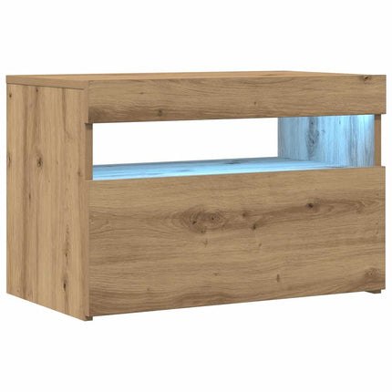 TV-bänk med LED-lampor artisan ek 60x35x40 cm konstruerat trä