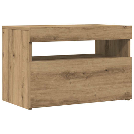 TV-bänk med LED-lampor artisan ek 60x35x40 cm konstruerat trä