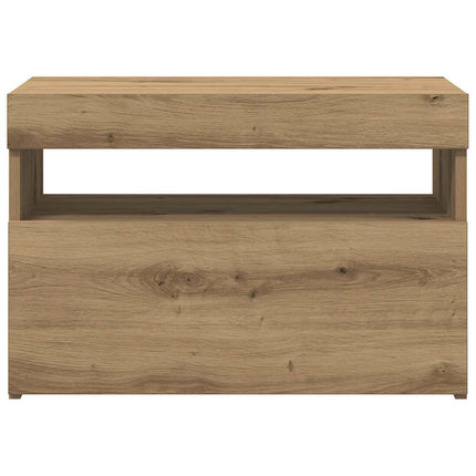 TV-bänk med LED-lampor artisan ek 60x35x40 cm konstruerat trä