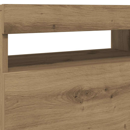 TV-bänk med LED-lampor artisan ek 60x35x40 cm konstruerat trä