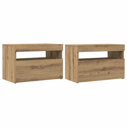 TV-bänk med LED-belysning 2 st artisan ek konstruerat trä