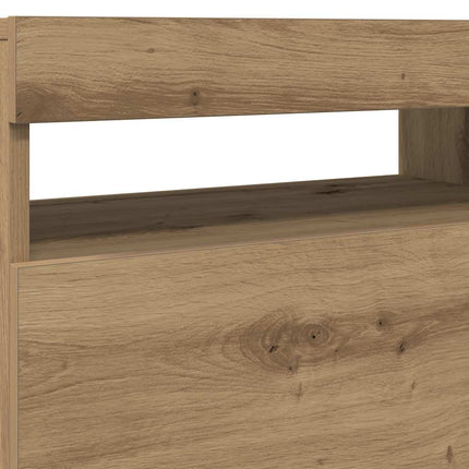 TV-bänk med LED-belysning 2 st artisan ek konstruerat trä