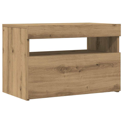 TV-bänk med LED-belysning 2 st artisan ek konstruerat trä