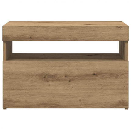 TV-bänk med LED-belysning 2 st artisan ek konstruerat trä