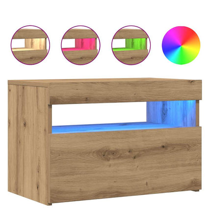 TV-bänk med LED-belysning 2 st artisan ek konstruerat trä