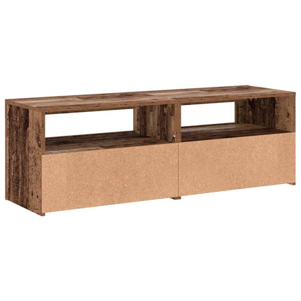 TV-bänk med LED-lampor åldrat trä 120x35x40 cm konstruerat trä