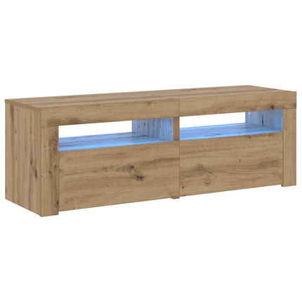 TV-bänk med LED-lampor artisan ek 120x35x40 cm konstruerat trä