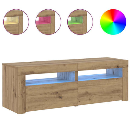 TV-bänk med LED-lampor artisan ek 120x35x40 cm konstruerat trä