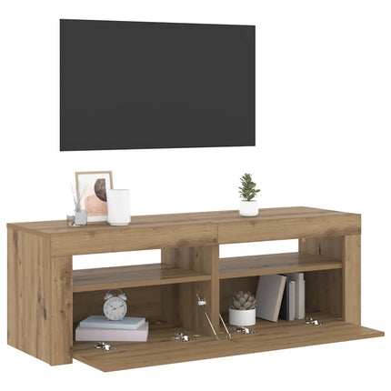 TV-bänk med LED-lampor artisan ek 120x35x40 cm konstruerat trä