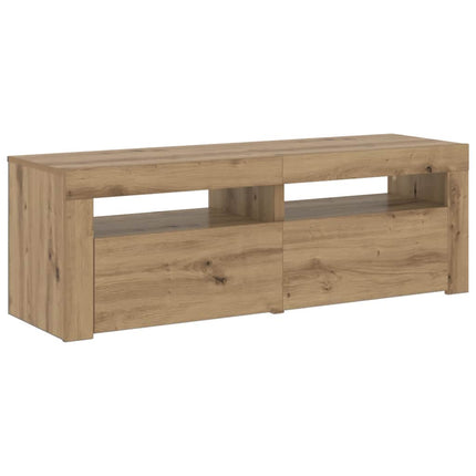 TV-bänk med LED-lampor artisan ek 120x35x40 cm konstruerat trä