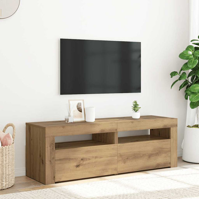 Tv-Bänk Med Led-Lampor 120X35X40 Cm Konstruerat Trä