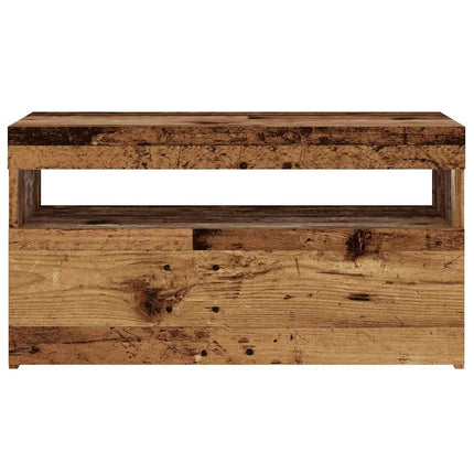 TV-bänk med LED-belysning 2 st åldrat trä konstruerat trä