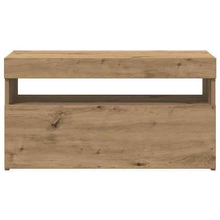 TV-bänk med LED-lampor artisan ek 75x35x40 cm konstruerat trä
